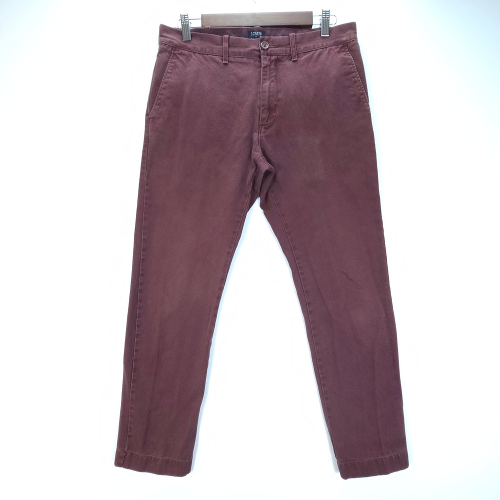 J.Crew The Driggs Chinos Mens 31x30 Burgundy Slim Fit Cotton Pants Vintage Style